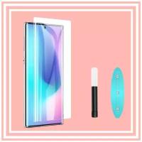 Защитное стекло с ультрафиолетом для Samsung Galaxy Note 10 Lite / Стекло УФ на Самсунг гелекси нот 10 лайт / Полноэкранное закаленное стекло UV