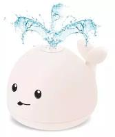 Игрушка для купания Кит, фонтан с подсветкой, белый