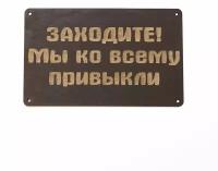 Декоративная табличка прикольный подарок "Заходите! Мы ко всему привыкли"