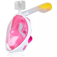 Маска для снорклинга Free Breath с креплением для экшн-камеры, размер S-M, розовая
