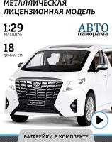 Машинка металлическая инерционная ТМ Автопанорама, Toyota Alphard, М1:29, свет, звук, белый, JB1251333