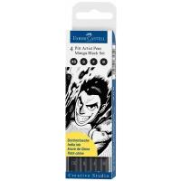 Faber-Castell набор капиллярных ручек Pitt Artist Pens Manga Black set, 0,1/0,3/0,5 мм (167132), 167132, черный цвет чернил, 4 шт