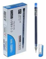 Ручка гелевая "Кристалл" 0.38 мм, синий, корпус прозрачный, безстержневая, игольчатый пишущий узел, 12 шт