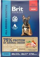 Корм сухой Brit Premium Dog Sensitive для взрослых собак всех пород с чувствительным пищеварением, с лососем и индейкой 3 кг