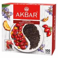 Akbar "Яблоко и Шиповник" чай черный в пакетиках, 100 шт