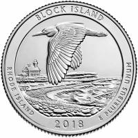 (045p) Монета США 2018 год 25 центов "Заповедник Блок" Медь-Никель UNC