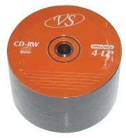 Диски CD-RW VS 700 Mb 4-12x Bulk (термоусадка без шпиля), комплект 50 шт, VSCDRWB5001