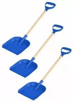 Игрушки для песочницы для снега Лопатка пластмассовая с деревянной ручкой 60 см. (синяя) - 3 шт., набор лопат, Задира Плюс