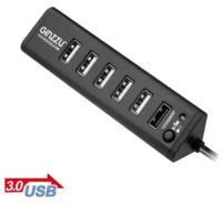 Разветвитель GINZZU USB GR-315UB USB, 7 портов (1xUSB 3.0 + 6xUSB 2.0) черный