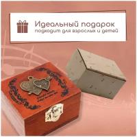 Музыкальная деревянная шкатулка шарманка Два сердца