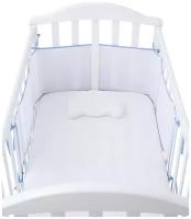 Бортик сетка защитный в детскую кроватку для новорожденных 31х180, на прямоугольную, круглую, овальную кровать, цвет голубой