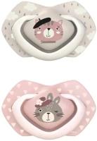 Пустышка силиконовая симметричная Canpol Babies Bonjour Paris 0-6 мес., 2 шт., бежевый/розовый, 2 шт