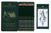 Набор карандашей чернографитных разной твердости Faber-Castel CASTELL 9000, 12 штук, 5H-5B, металлический пенал