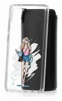 Чехол для Samsung Galaxy Note 10 Lite Kruche Print Fashion Girl, пластиковая накладка, силиконовый бампер с защитой камеры, прозрачный с рисунком