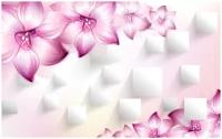 Фотообои Уютная стена "3D розовые лилии" 430х270 см Виниловые Бесшовные (единым полотном)