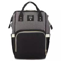 Сумка-рюкзак для мамочки В-001, Черно-серый