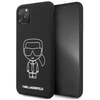 Чехол Lagerfeld для iPhone 11 Pro Max Liquid silicone Ikonik outlines Hard Black/White