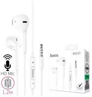 Наушники M101, Crystal joy wire-controlled earphones with microphone, HOCO, белые