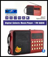 Радиоприемник портативный от батареи, красный / ФМ радио / FM radio / USB / TF card / 3w / 800 mah