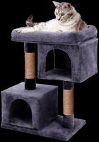 Домик для кошки с когтеточкой Pet БМФ игровой комплекс "Комфорт мини", 60 х 35 х 80 см, большая лежанка с бортиком, черный