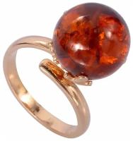 Кольцо Amberprofi, серебро, 925 проба, золочение, янтарь