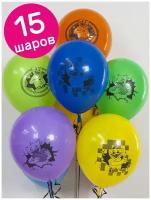 Воздушные шары латексные Riota на день рождения/праздник для ребенка/мальчика/девочки Хагги Вагги/Хаги Ваги и Киси Миси, разноцветные, 30 см, 15 шт