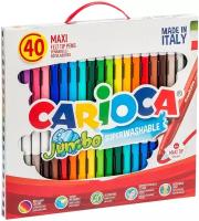 41257 Фломастеры Carioca "Jumbo", 40шт, 36цв, утолщенные, смываемые, картон, с ручкой