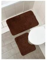 Набор ковриков для ванны и туалета "Пушистик", 2 шт: 38x49, 49x79 см, цвет коричневый (1 шт.)