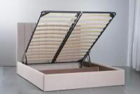 VIERO Кровать светло-бежевая Бриз мягкое изголовье с размером спального места 160*200 с ортопедическим основанием и подъёмным механизмом