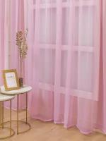 Тюль вуаль Amore Mio 300х270 см, 1 шт, для гостиной, спальни, кухни дома, длинный, на шторной ленте, готовый, плотный, розовый, однотонный