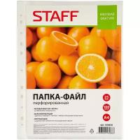 STAFF папка-файл перфорированная матовая, А4, 25 мкм, 100 шт., бесцветные