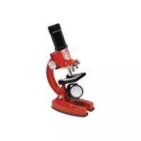 Микроскоп c аксессуарами увеличение 100х200х450х, 23 предмета, красный, металл, пластмасса