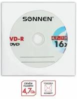 Диск DVD-R SONNEN, 4,7 Gb, 16x, бумажный конверт (1 штука), 512576