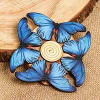 SUI Подставка под горячее "Синяя бабочка", 11х11см, можжевельник