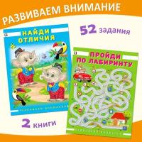 Развиваем внимание Издательство Фламинго Комплект из 2 книг: Найди отличия, Пройди по лабиринту