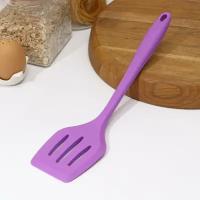 Лопатка кухонная Доляна «Фиалка» силиконовая с прорезями цвет фиолетовый