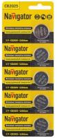 Батарейка NAVIGATOR CR2025-BP5 литиевая 94764