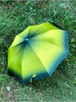 Зонт GALAXY- автомат складной женский, арт. АF3024 капли дождя зеленый