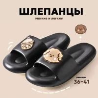 Шлепанцы slippers-2-dog-black40-41, полнота G, нескользящая подошва, размер 40-41, черный