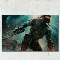 Картина интерьерная на рельефной доске, рисунок ОСП игра Halo 3 - 11704