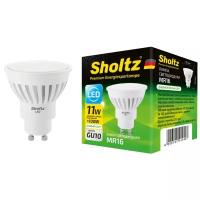 Лампа светодиодная энергосберегающая Sholtz 11Вт 220В софит MR16 GU10 4000К пластик (Шольц) LMR4144