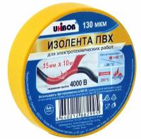 Изолента UNIBOB 15мм х 10 м, желтая, 130 мкн