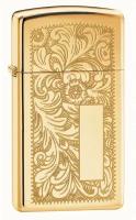 Зажигалка бензиновая Slim Zippo 1652B Venetian High Polish Brass