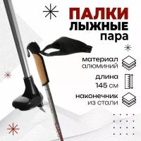 Лыжные палки "Gekars Expert Plus", длина 145 см, цвет серебристый