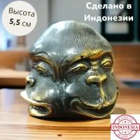 Бронзовая статуэтка Голова обезьяны Четырехликая 5,5см х 5см (Индонезия)