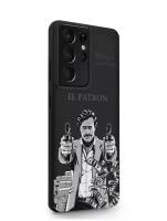 Черный силиконовый чехол MustHaveCase для Samsung Galaxy S21 Ultra El Patron Pablo Escobar Пабло Эскобар для Самсунг Галакси С21 Ультра Противоударный