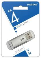 Флешка SmartBuy V-Cut USB 2.0 4 GB, серебристый