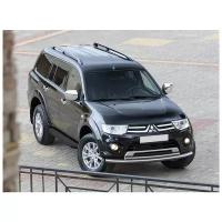 Пороги алюминиевые с площадкой "Premium-Black" (арт. A173ALB.4003.1) MITSUBISHI Pajero Sport 2008-2013-2016