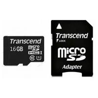 Карта памяти 16Gb - Transcend - Micro Secure Digital HC Class 10 UHS-I Ultimate TS16GUSDHC10U1 с переходником под SD (Оригинальная!)