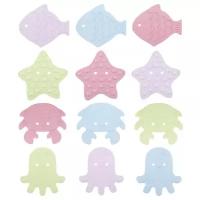 Мини-коврики детские противоскользящие для ванной SEA ANIMALS от ROXY-KIDS, 12 шт, цвета в ассортименте